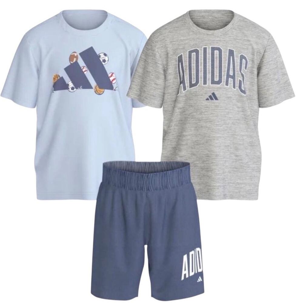 Adidas Activewear Boys Youth 3-Piece Tee & Short Set Size 5 NWT